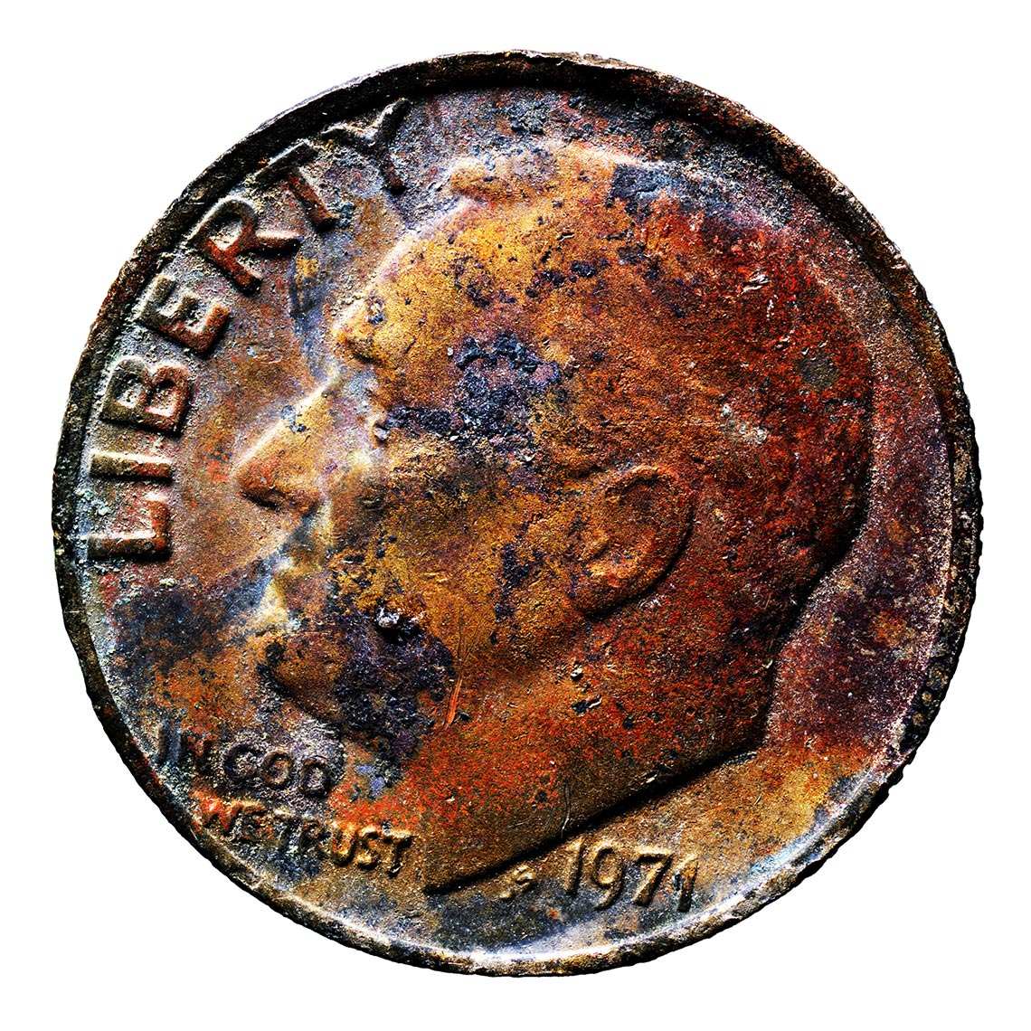 Distressed Dime 9 — Macro Photography